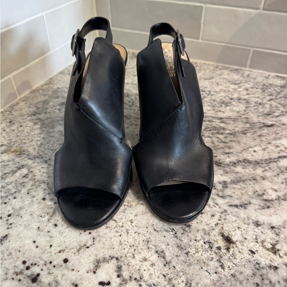 Vince Camuto Black Peep-Toe Heeled Boots